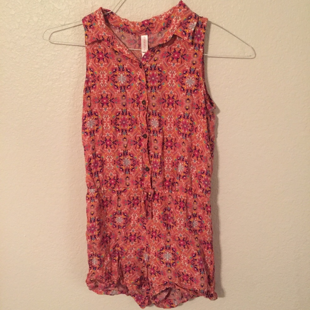 •Floral Coral Romper•